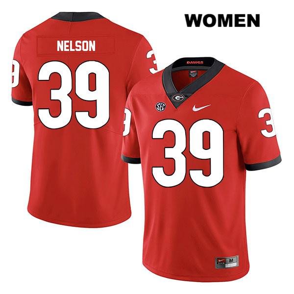 Georgia Bulldogs Women's Hugh Nelson #39 NCAA Legend Authentic Red Nike Stitched College Football Jersey XES1856KB